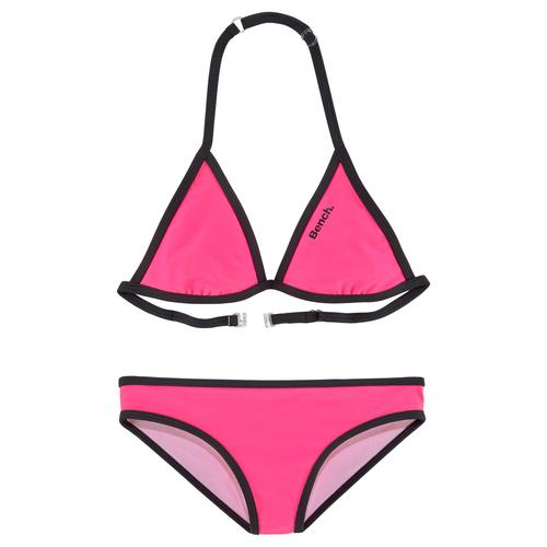 Triangel-Bikini BENCH. Gr. 134/140, N-Gr, pink (pink, schwarz) Kinder Bikini-Sets Bikinis mit Logoprint an Top und Hose