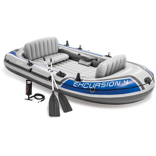 "Schlauchboot INTEX ""Excursion 4"" Kleinboote grau (grau, blau) Wasserspielzeug Kleinboote"