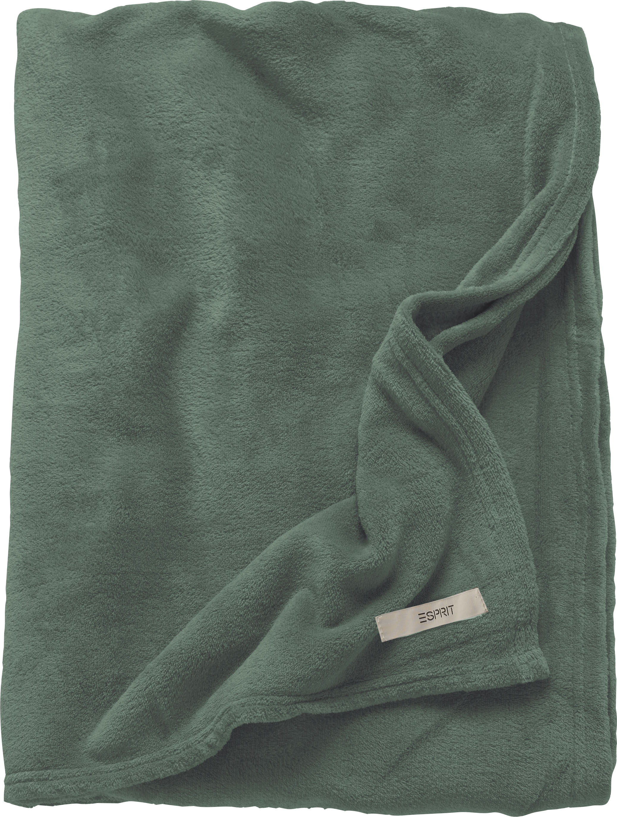 Wohndecke ESPRIT "Mellows", grün (dunkelgrün), B:150cm L:200cm, Polyester, Wohndecken, in modernen Farben, Kuscheldecke Image