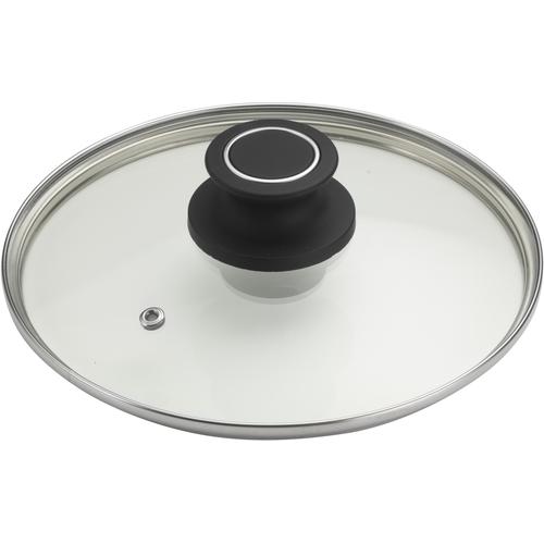 „Deckel PINTINOX „“Power““ Gr. Ø 22 cm, schwarz (transparent, edelstahlfarben, schwarz) Pfannendeckel Topfdeckel Glas mit Kunststoffknauf, spülmaschinengeeignet“