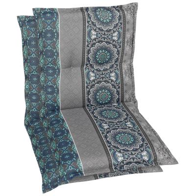 Sesselauflage GO-DE "Niederlehner", blau (blau, grau), B:100cm H:6cm T:50cm, Bezug: 65% Polyester, 35% Baumwolle, Polsterauflagen