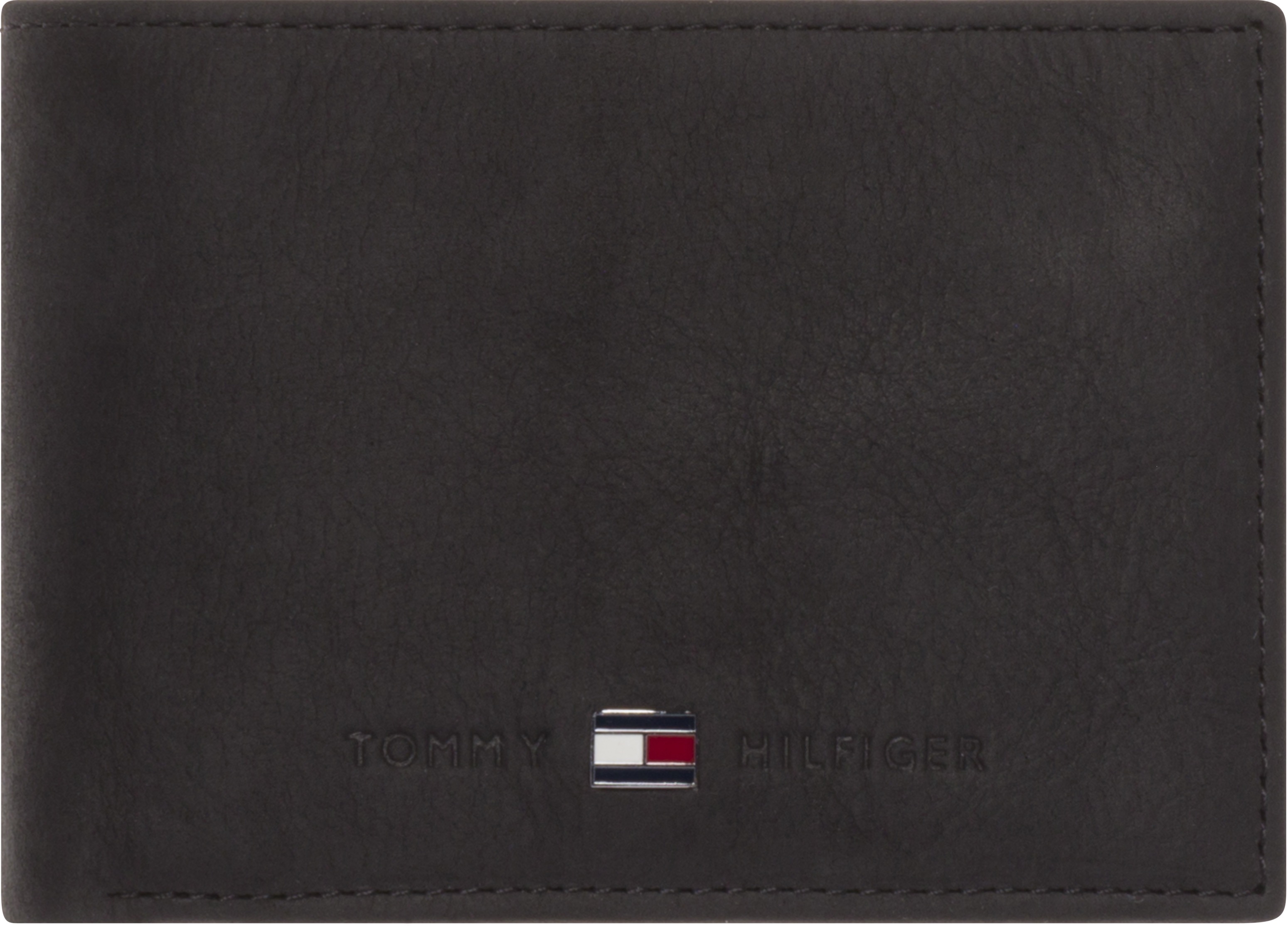 Geldbörse TOMMY HILFIGER "JOHNSON MINI CC FLAP COIN POCKET", Damen, schwarz, Leder, Basic, Kleinlederwaren, aus hochwertigem Leder