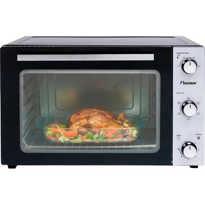 BESTRON Minibackofen "AOV55, 2-in-1 Gerät" Minibacköfen mit Drehspieß, Edelstahl, Schwarz schwarz Minibacköfen