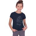 T-Shirt TRIGEMA "TRIGEMA mit Glitzer-Pferd" Gr. 152, blau (navy) Kinder Shirts T-Shirts