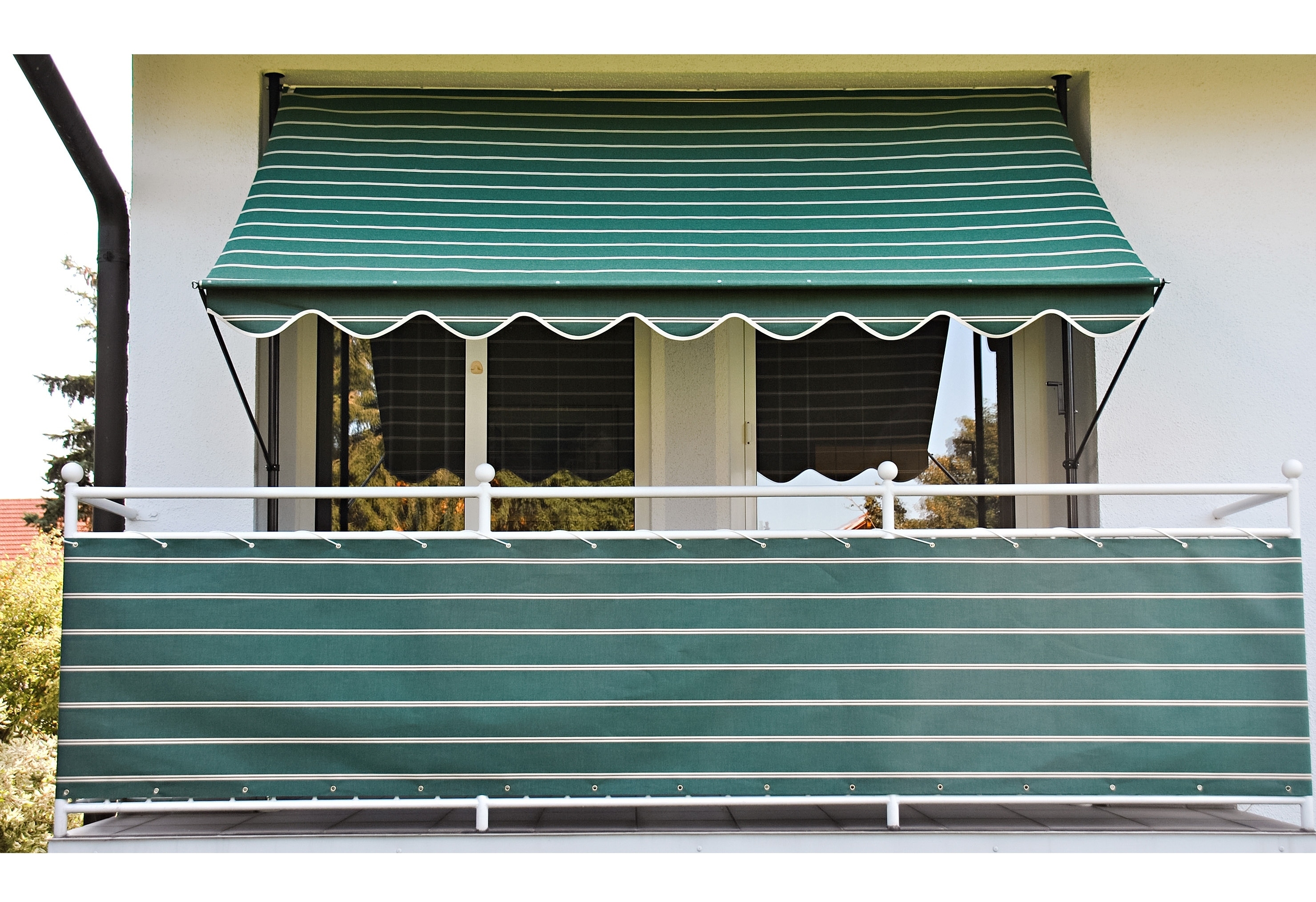 Klemmmarkise, grün (grün, weiß), B:400cm, Polyacryl, ANGERER FREIZEITMÖBEL, Markisen, 150 cm Ausfall, versch. Breiten