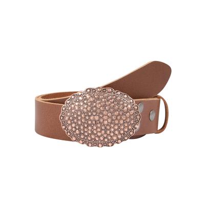 Ledergürtel, Damen, Gr. 85, braun, Leder, RETTUNGSRING BY SHOWROOM 019, unifarben, modisch,casual, Gürtel, mit austauschbarer Schließe »Oval Nieten Kupfer« Image