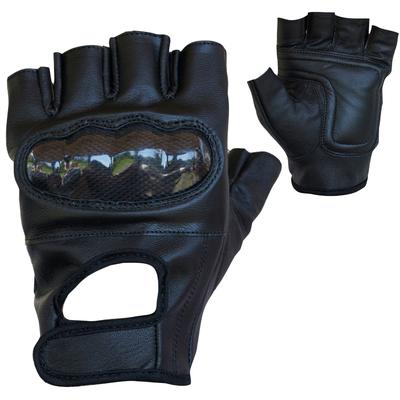 Motorradhandschuhe PROANTI Gr. XL, schwarz, Handschuhe, XL, Obermaterial: 100% Rindsleder. Innenfutter: 100% Polyester, fingerlose Chopper-Handschuhe aus Leder mit Protektor