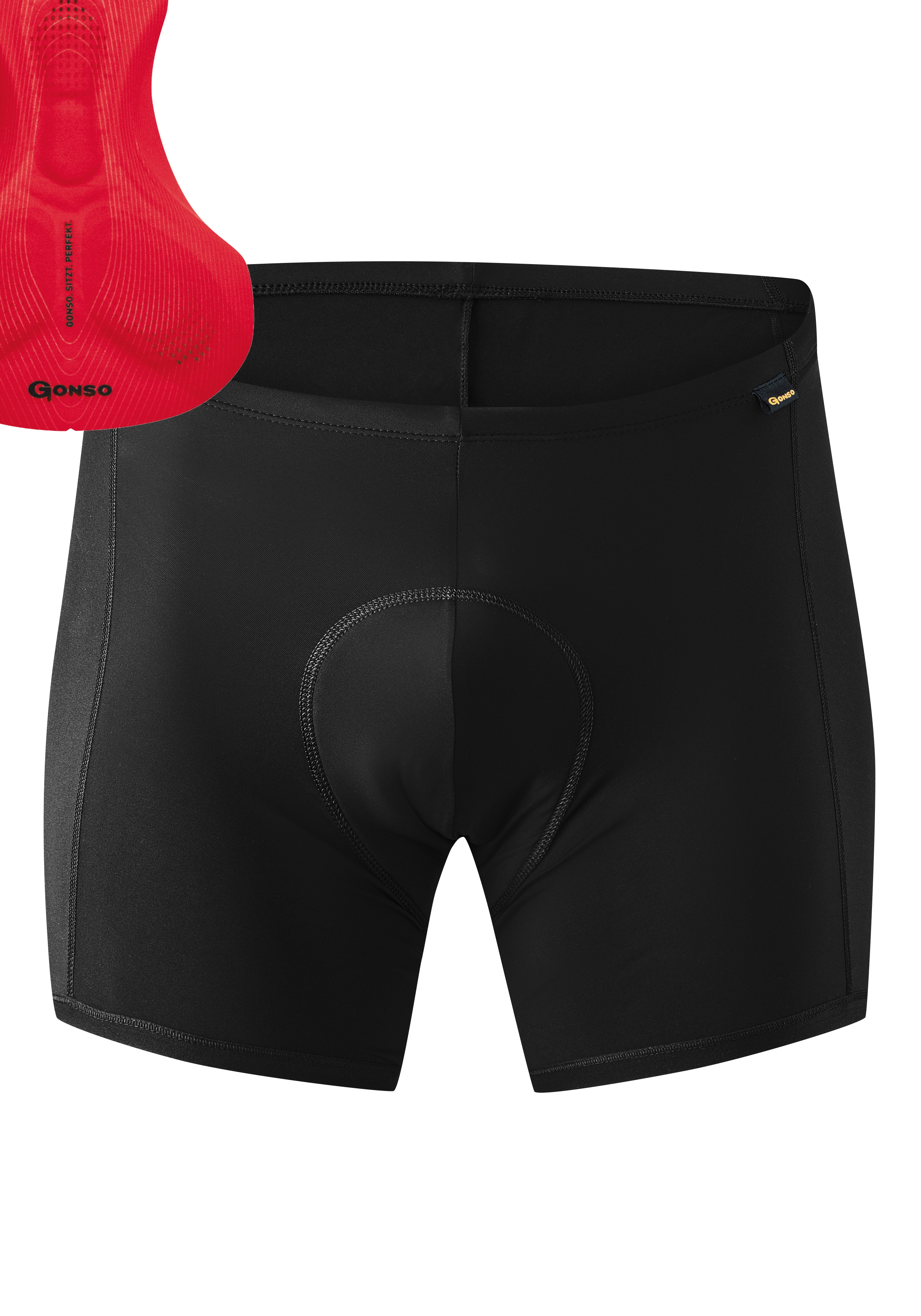 Fahrradhose GONSO "Sitivo U M", Herren, Gr. XXL, Normalgrößen, rot, 92% Polyamid, 8% Elastan, Hosen, Herren Fahrradunterhose, atmungsaktive Radhose, Sitzpolster, Tight Fit Image