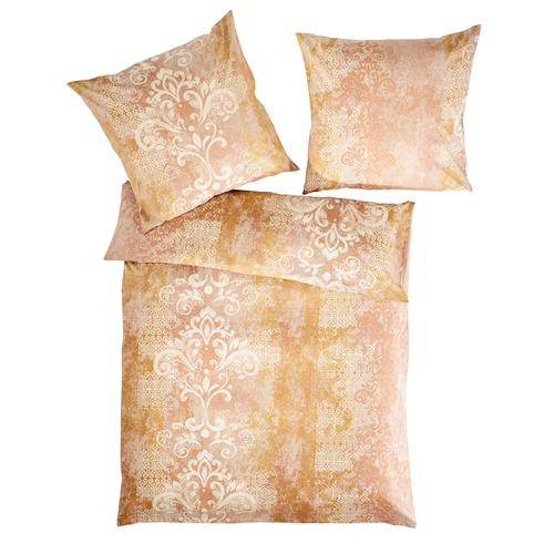 Bettwäsche HEINE HOME WITT-PBK-Bettwäsche-temporär Gr. B/L: 155 cm x 220 cm, 2 tlg., Mako-Satin, B/L: 80 cm x 80 cm, beige (terracotta, beige) Bettwäsche-Set Mako-Satin-Bettwäsche