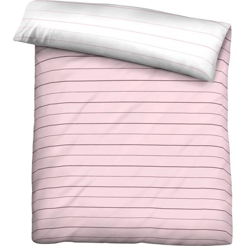 "Wendebettbezug BIBERNA ""Mix & Match in Größe 135x200 oder 155x220 cm"" Bettbezüge Gr. B/L: 155 cm x 200 cm, rosa (rosa, streifen) Mako-Satin-Bettwäsche"