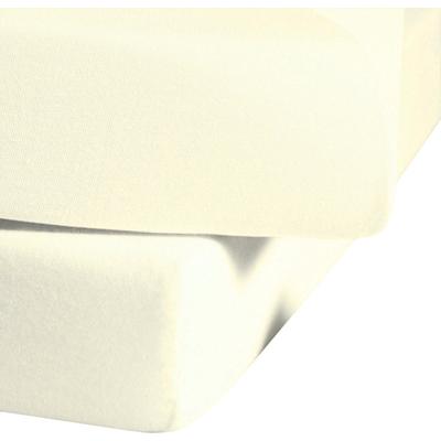 Spannbettlaken FLEURESSE "Ines hochwertiger Jersey aus reiner Baumwolle", beige (creme), B:100cm L:200cm, Jersey, Obermaterial: 100% Baumwolle, Laken, aus Baumwolle, für Matratzen bis 23 cm Höhe, Bettlaken, Spannbetttuch Image