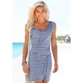 Jerseykleid VENICE BEACH, Damen, Gr. 42, N-Gr, weiß (blau, weiß, gestreift), Jersey, Obermaterial: 85% Polyester, 15% Viskose, casual, figurumspielend kniefrei, gekräuselter Ausschnitt, Kurzarm, Kleider, und Streifenprint, sportliches Sommerkleid,...