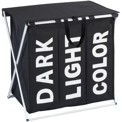 Wäschesortierer WENKO "Trio Top", schwarz, B:57cm H:57cm T:38cm, Aluminium, Polyester, Wäschesammler Image