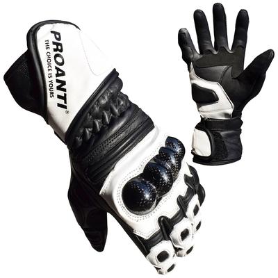 Motorradhandschuhe PROANTI Gr. XL, schwarz-weiß (weiß, schwarz), Handschuhe, XL, Obermaterial: 100% Rindsleder. Innenfutter: 100% Polyester, Race Leder