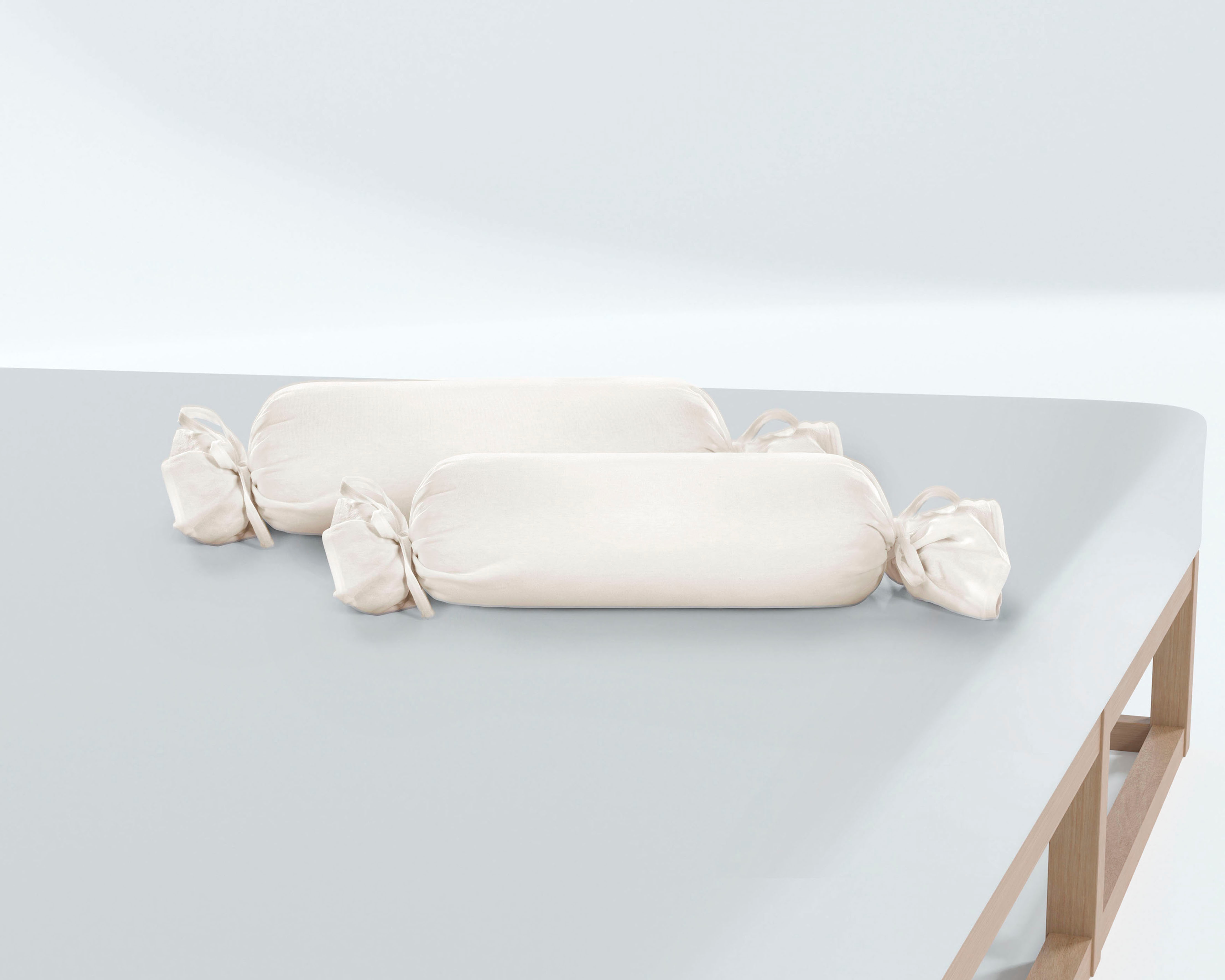 Nackenrollenbezug BIBERNA "Michi", beige (natur), B:15cm L:40cm, Feinjersey, Obermaterial: 100% Baumwolle, Kissenbezüge, Jersey (1 Pack mit 2 Stück), dichte, feinfädige Single-Qualität Image