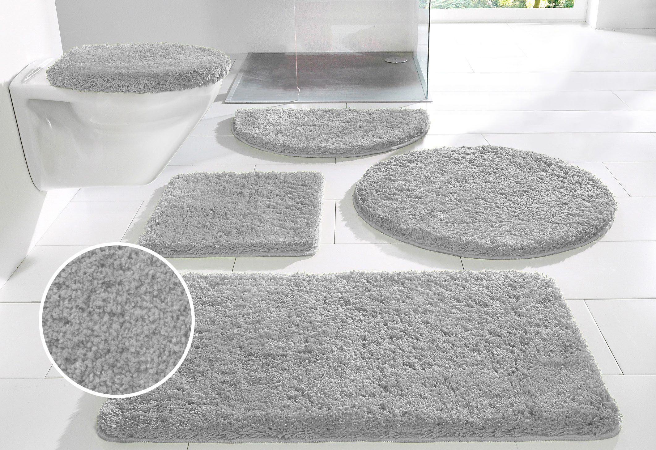 Badematte MY HOME "Sanremo, Badvorleger, Badezimmer Teppich, sehr weich" Gr. 11, grau, H:30mm, Polyester, Badematten, Badematte, Badteppich, unifarben, rechteckig, rund & als 3-tlg. Set erhältlich, Topseller