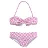 "Bandeau-Bikini BUFFALO ""Karo Kids"" Gr. 134/140, N-Gr, rosa (rosa, weiß) Kinder Bikini-Sets Bikinis mit unifarbenen Details"