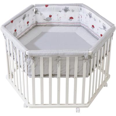 Laufgitter ROBA "Adam & Eule, weiß, 6-eckig", Baby, weiß, Laufställe, mit Stoffeinlage und Nestchen