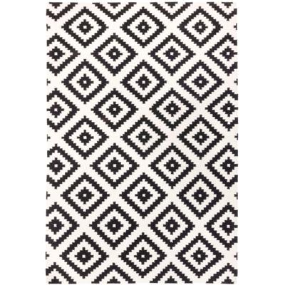 Wollteppich MORGENLAND "Kelim Teppich Masal", schwarz (schwarz, weiß), B:200cm H:7mm L:300cm, Schurwolle, Teppiche, Kelimteppich Image