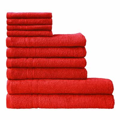 Handtuch Set DYCKHOFF "Kristall", rot, 10 St., Walkfrottee, Walkfrottee, Obermaterial: 100% Baumwolle, Handtücher (Packu