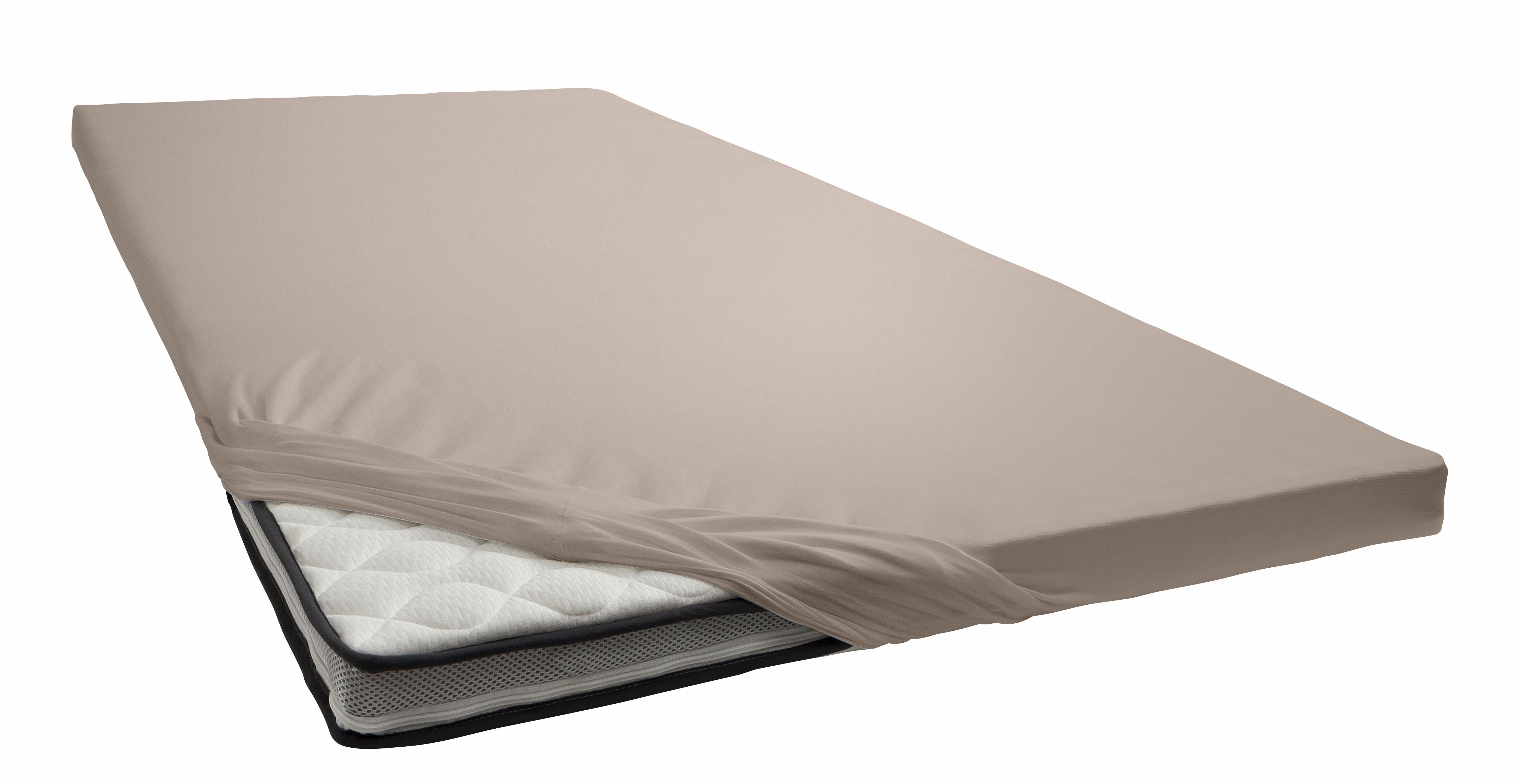 Spannbettlaken BELLANA "Jersey-Elasthan deluxe in Gr. 90x200, 140x200 oder 180x200, für Topper", grau (taupe), 1 Stk., Jersey-Elasthan, 100x200 100x210 100x220 110x200 110x210 110x220 120x200 120x210 120x220 90x200 90x210 90x220 10, Jersey-Elasthan,...