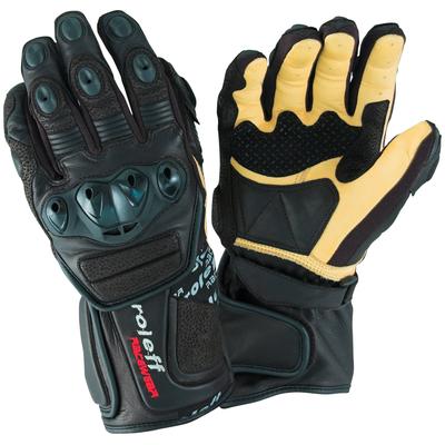 Motorradhandschuhe ROLEFF "RO 69" Gr. XL, schwarz (schwarz, beige), Handschuhe, XL, Obermaterial: 90% Rindsleder, 10% Polyester. Innenfutter: 100% Polyester, winddicht