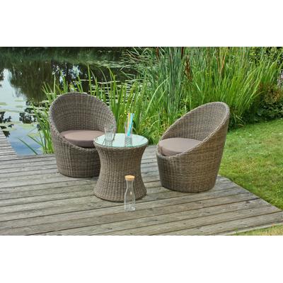 Garten-Essgruppe GARDEN PLEASURE "MARIBOR", braun (braun, braun, braun), B:250cm H:80cm T:70cm, Polyrattan, Stahl, Glas, Sitzmöbel-Sets, inkl. Sitzauflagen