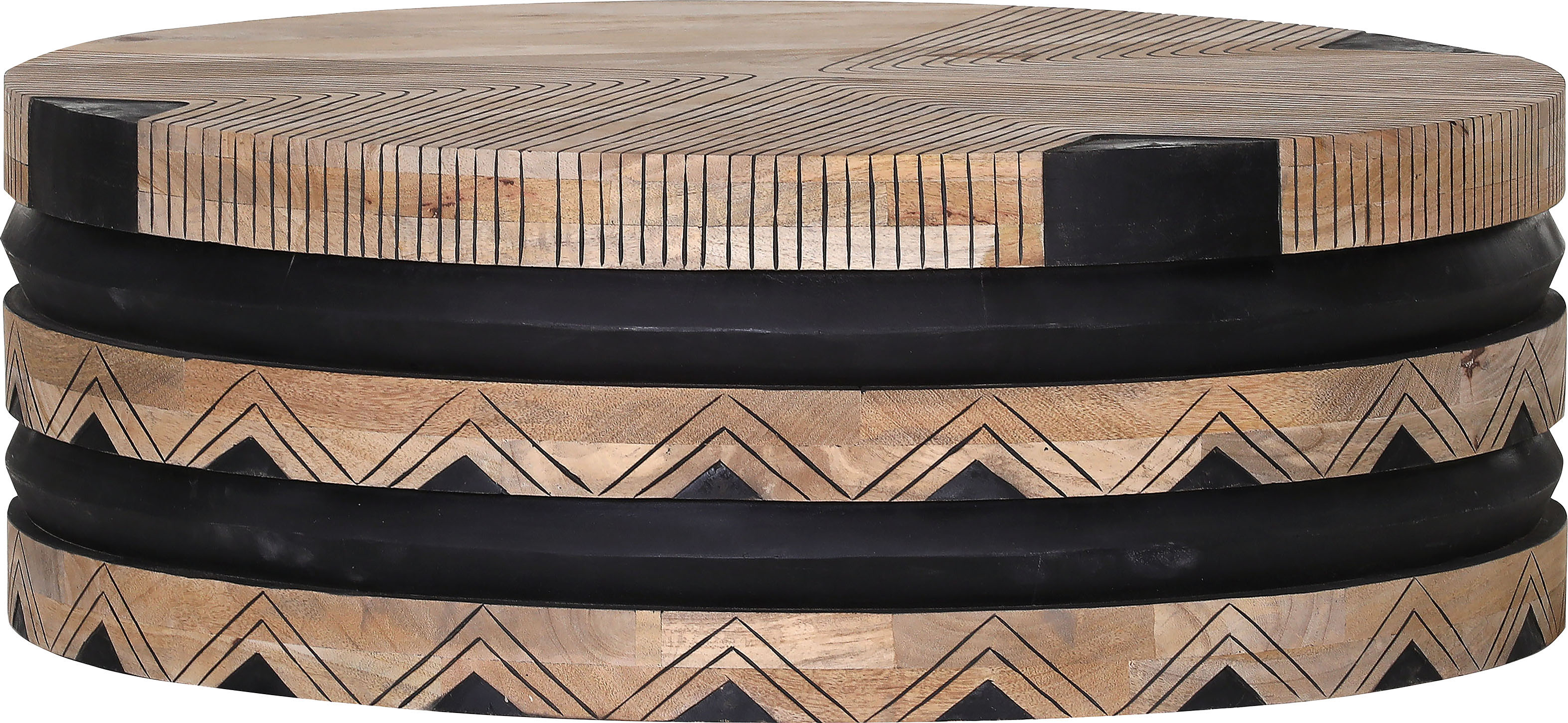 Couchtisch GUTMANN FACTORY "Manda", beige (natur, natur, schwarz, natur), B:80cm H:35cm T:80cm, Tische