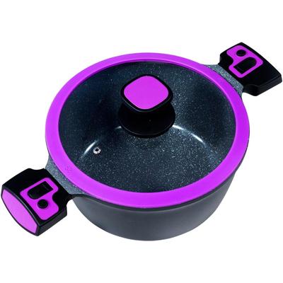 Kochtopf KING "Click-Grip", lila (beere, schwarz), H:13cm Ø:28cm, Töpfe, abnehmbare Griffe, Induktion