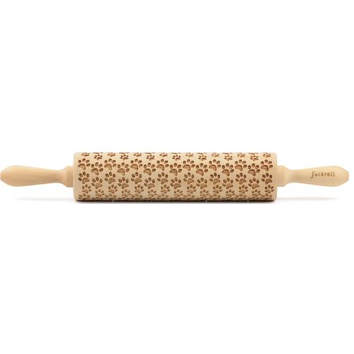 "Teigroller FOLKROLL ""3D-Motiv-Teigrolle"" Gr. Länge 43 cm, braun Backhelfer Hundepfote"