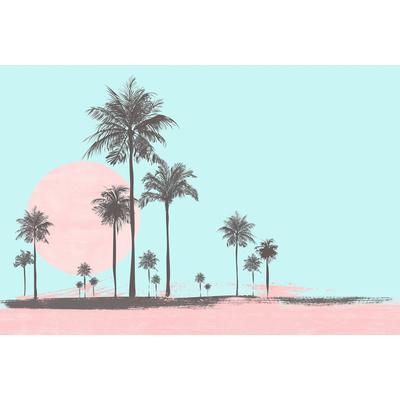 Fototapete LIVING WALLS "ARTist Miami Beach Sunrise", bunt (braun, rosa, türkis), B:4m L:2,7m, Vlies, Tapeten, Vlies, Wand, Schräge