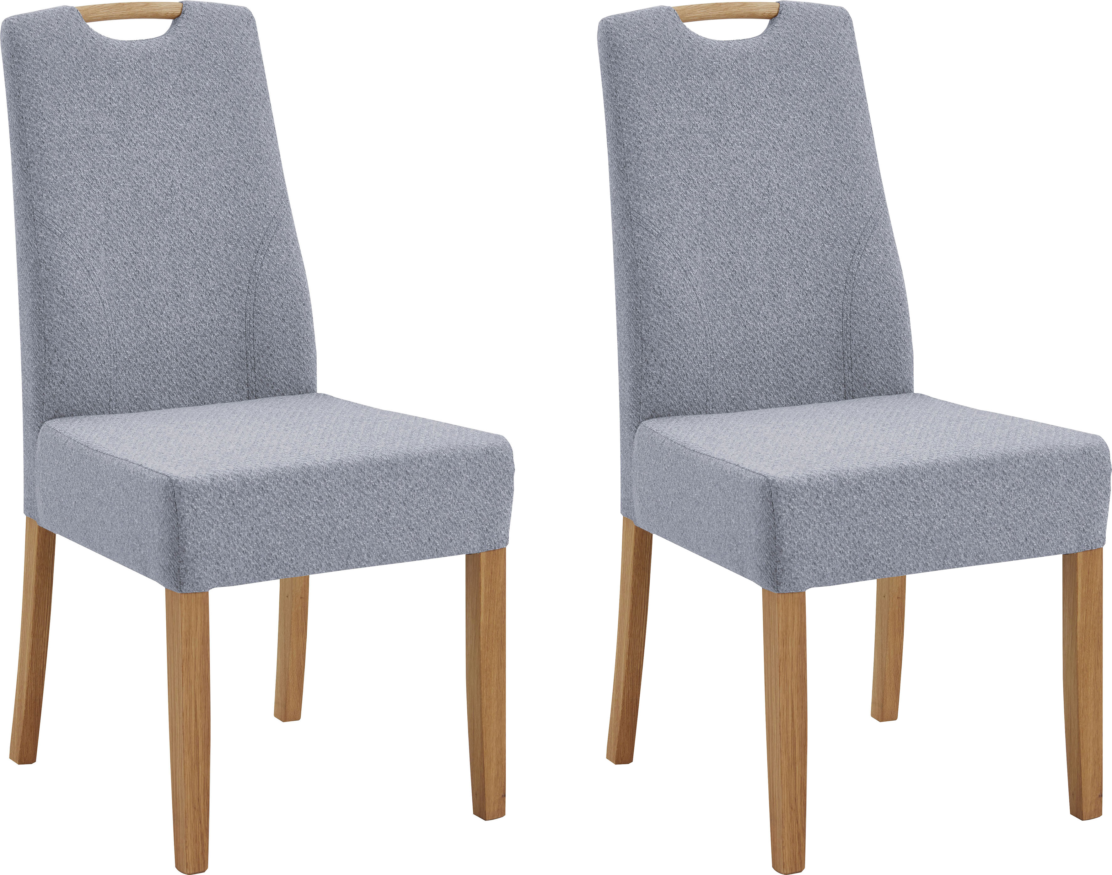 Esszimmerstuhl NIEHOFF SITZMÖBEL "Molino", blau, Webstoff, Arte blue, Stühle, Griff im Rücken, 2er-Set, Füße und Griff massive Eiche