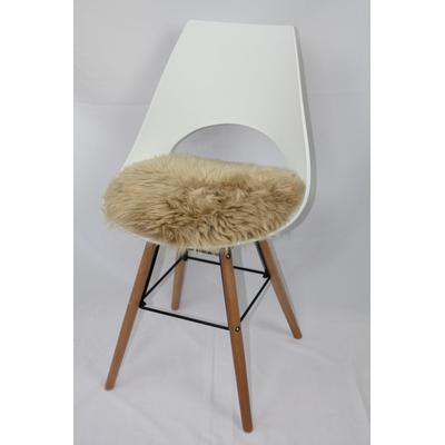 Stuhlkissen HEITMANN FELLE "Lamm, Sitzauflage rund" Gr. 41, braun (camelfarben, unifarben, felloptik), B:45cm L:45cm Ø:45cm, Lammfell, Dekokissen_Sitzkissen_Kissenhüllen, Ø 45 cm, echtes Lammfell, waschbar, auch als 2er oder 4er Set Image