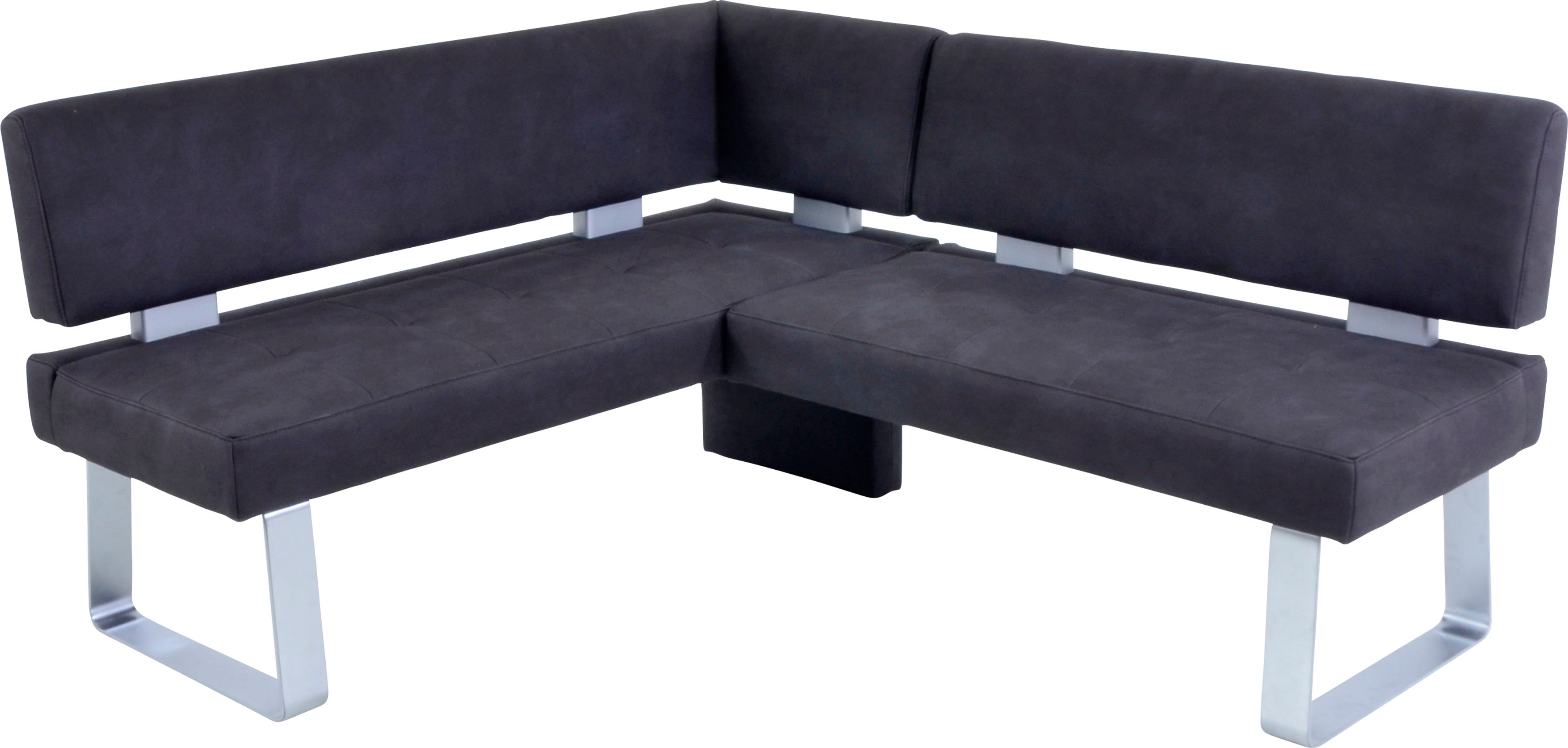 Eckbank K+W KOMFORT & WOHNEN "Santos II", schwarz, B:180cm H:87cm T:157cm, 100% Polyester, Sitzbänke, gepolstert, Eckbank, wahlweise langer Schenkel 180cm rechts oder links