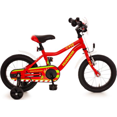 „Kinderfahrrad BACHTENKIRCH „“Feuerwehr““ Fahrräder Gr. 22,5 cm, 14 Zoll (35,56 cm), rot Kinder Kinderfahrräder“