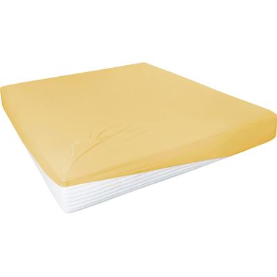 Spannbettlaken PRIMERA "Elasthan-Feinjersey", gelb (senf), B:180-200cm L:200-220cm, Jersey-Elasthan, Obermaterial: 95% Baumwolle, 5% Elasthan, Laken, PREMIUM, aus 95% gekämmter Baumwolle und 5% Elasthan, bis 28 cm Höhe Image
