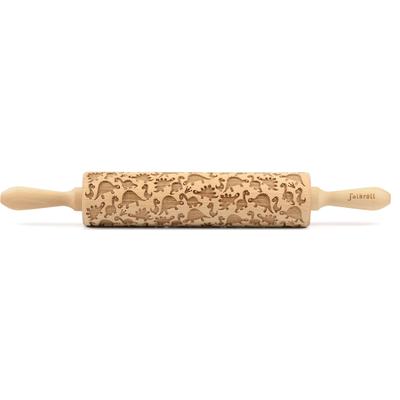 Teigroller FOLKROLL "3D-Motiv-Teigrolle", braun, L:43cm, Buchenholz, Teigroller, Dinosaurier