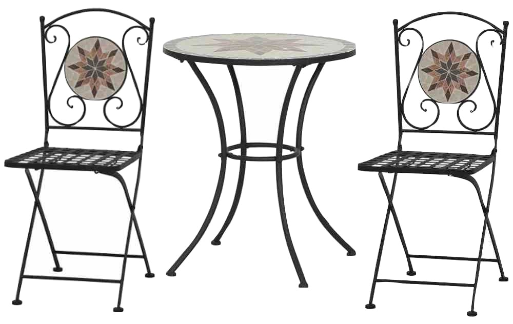 Garten-Essgruppe SIENA GARDEN "Stella", schwarz (schwarz, mosaik,), Stahl, Sitzmöbel-Sets