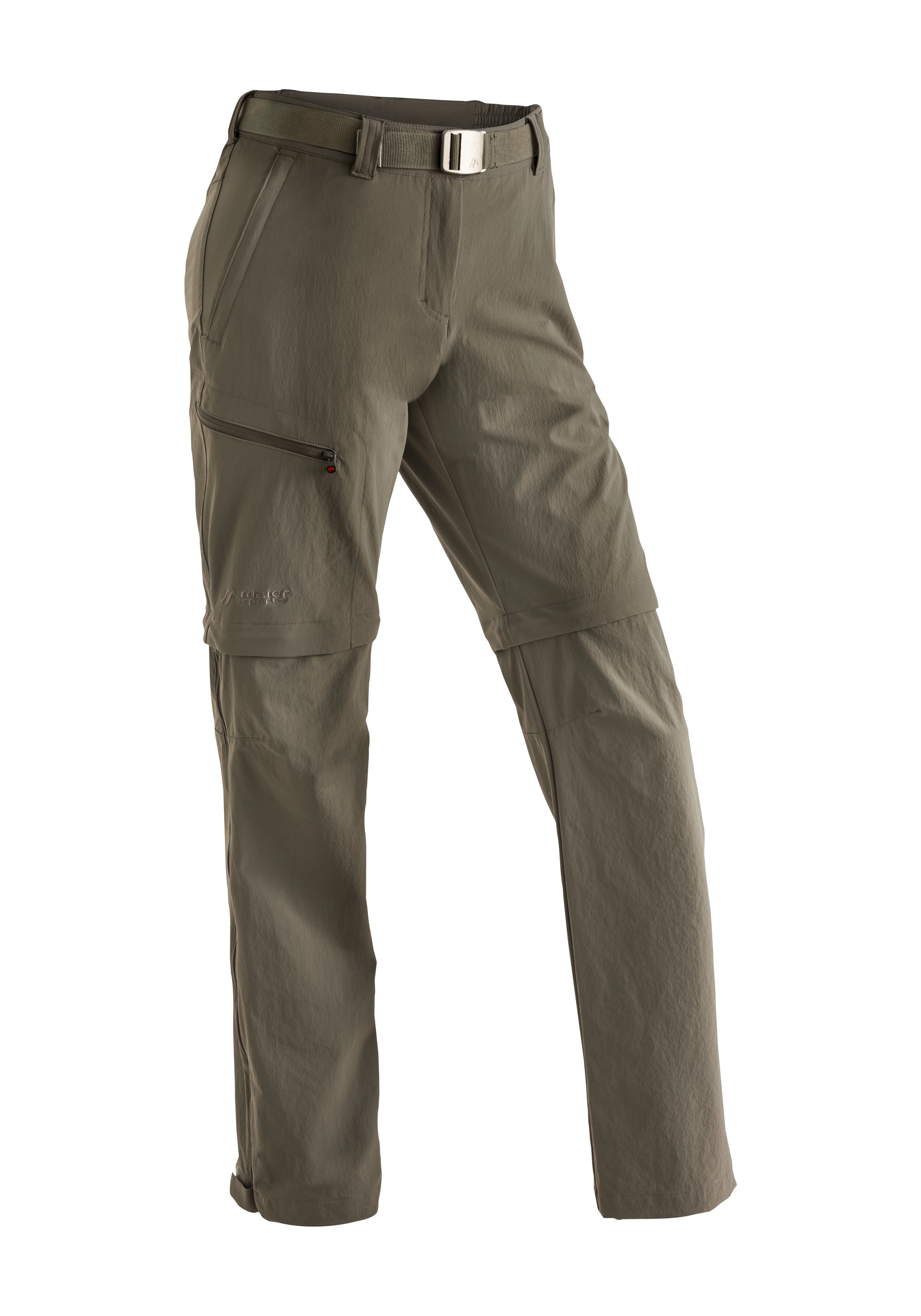 Funktionshose MAIER SPORTS "Nata", Damen, Gr. 38, Normalgrößen, beige (dunkelbeige), 90% Polyamid, 10% Elasthan, Hosen, Damen Wanderhose, zipp-off Outdoor-Hose, 3 Taschen, Regular Fit Image