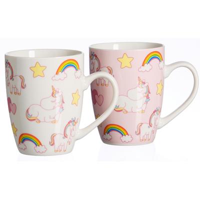 Becher RITZENHOFF & BREKER "Unicorn", rosa (weiß, rosa), H:11cm, Porzellan, Trinkgefäße, 6-teilig Image