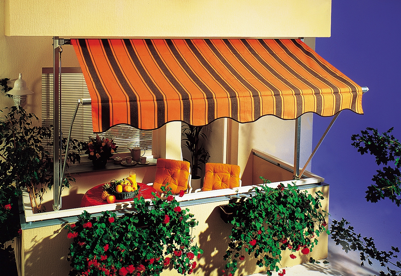 Klemmmarkise SPETTMANN "LINE", orange (orange, braun), B:300cm, Polyester, Markisen, Breite: 300 cm, Ausfall 160 cm Image