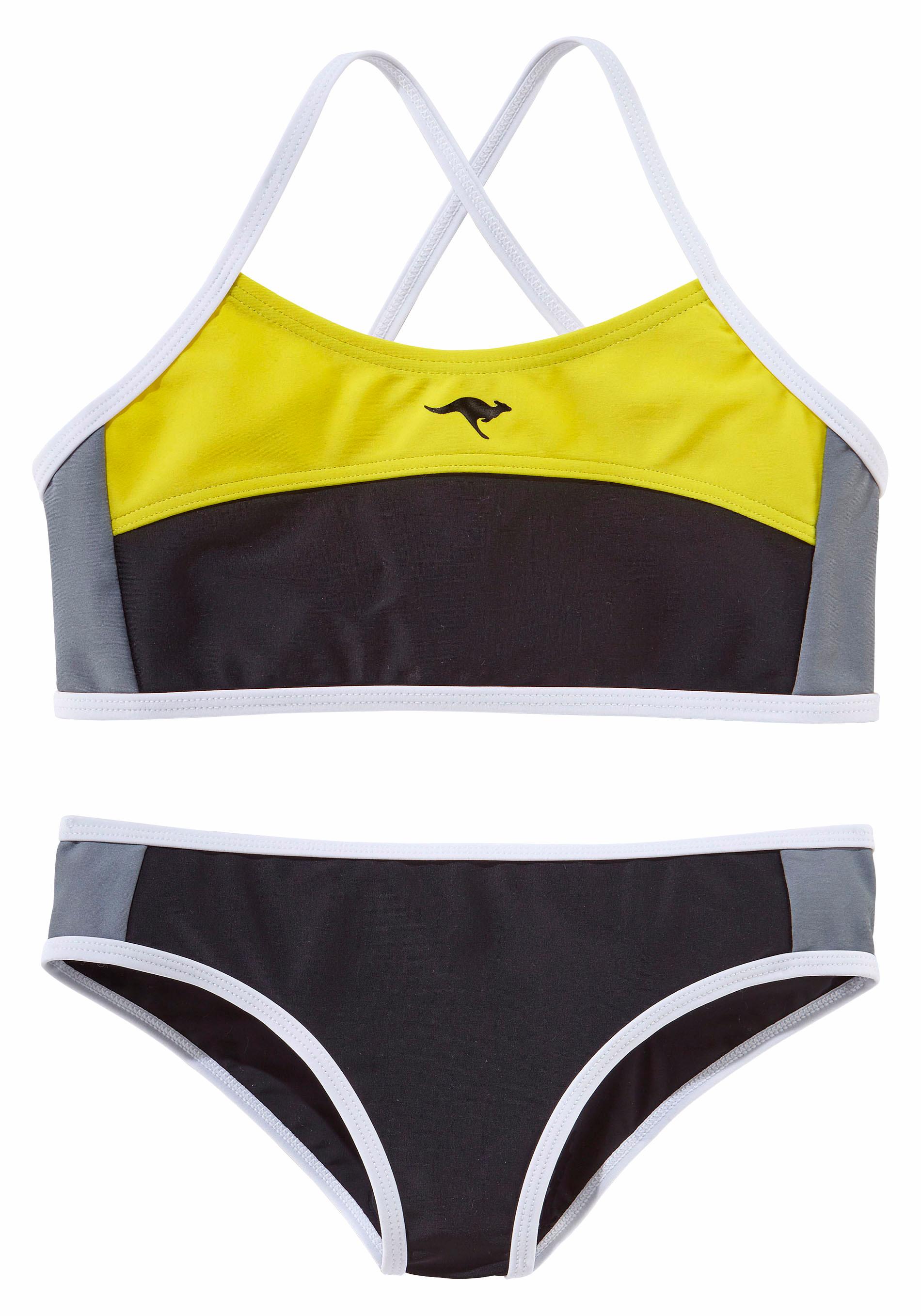 Bustier-Bikini KANGAROOS, Kinder, Gr. 134/140, N-Gr, schwarz (schwarz, gelb), Polyamid, Bikini-Sets, im sportlichen Look Image
