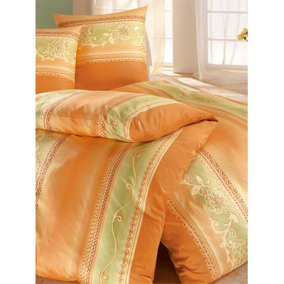 Bettwäsche BIERBAUM Gr. 3, orange (melba), B/L: 155cm x 220cm, 4-teilige Garnitur St., 4-teilige Garnitur St., Feinbiber, B/L: 80cm x 80cm, Feinbiber, 100% Baumwolle, Bettwäsche Image