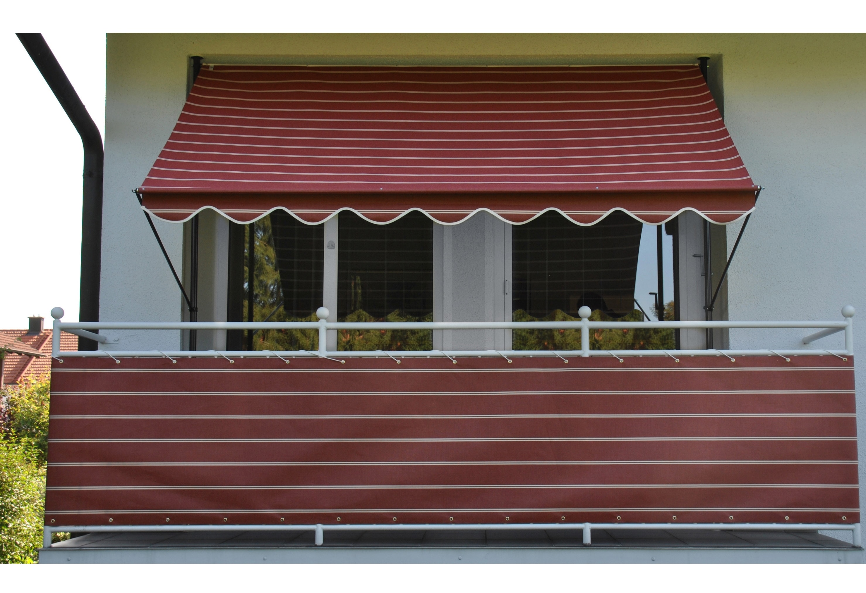 Klemmmarkise, rot (weinrot, weiß), B:400cm, Polyacryl, ANGERER FREIZEITMÖBEL, Markisen, weinrot-weiß, Ausfall: 150 cm, versch. Breiten