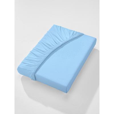 Betttuch WÄSCHEPUR Gr. 1, blau (hellblau), B:90-100cm L:190-200cm, Single-Jersey, 100% Baumwolle, Laken Image