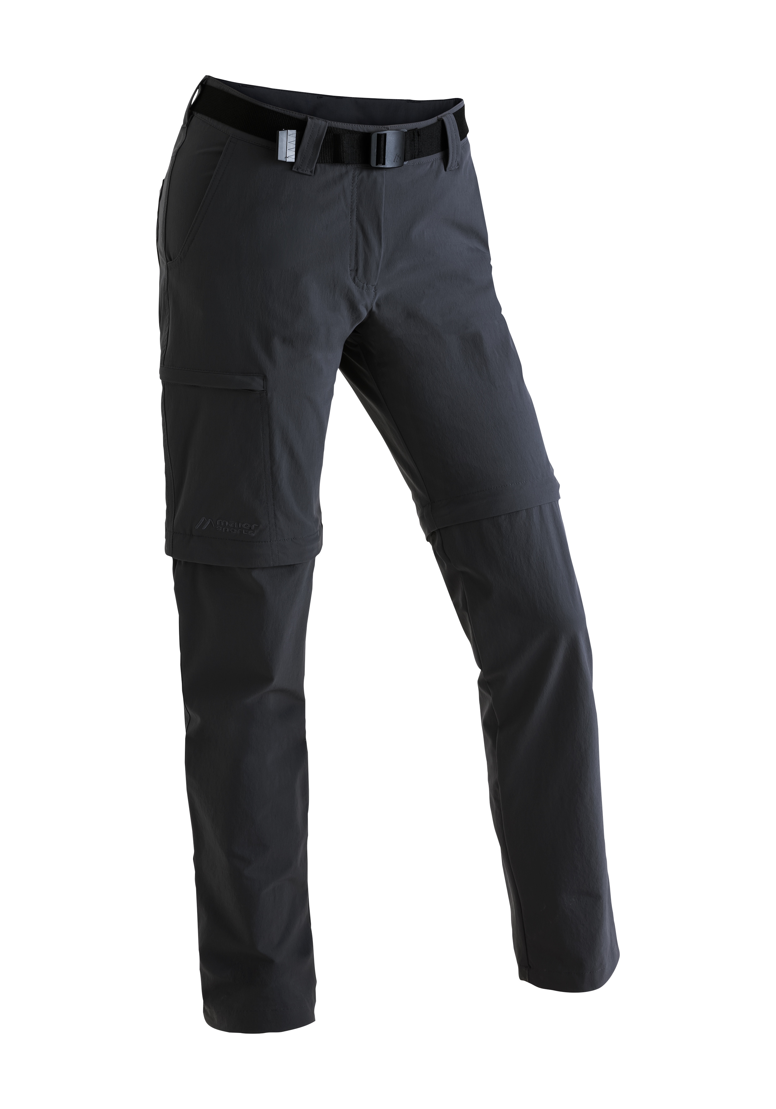 Funktionshose MAIER SPORTS "Inara slim zip", Damen, Gr. 50, Normalgrößen, schwarz, 90% Polyamid, 10% Elasthan, Hosen, Damen Wanderhose, zipp-off Outdoor-Hose, 4 Taschen, Slim Fit Image