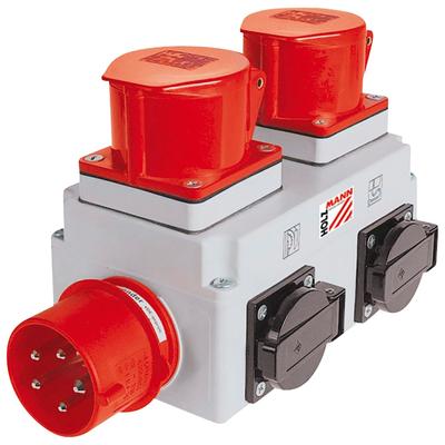 Steckdose HOLZMANN "ALA1_400V", rot (rot, grau), B:13,5cm H:15,9cm, Kunststoff, Steckdosen, Anlaufautomatik, Späneabsauganlage Image