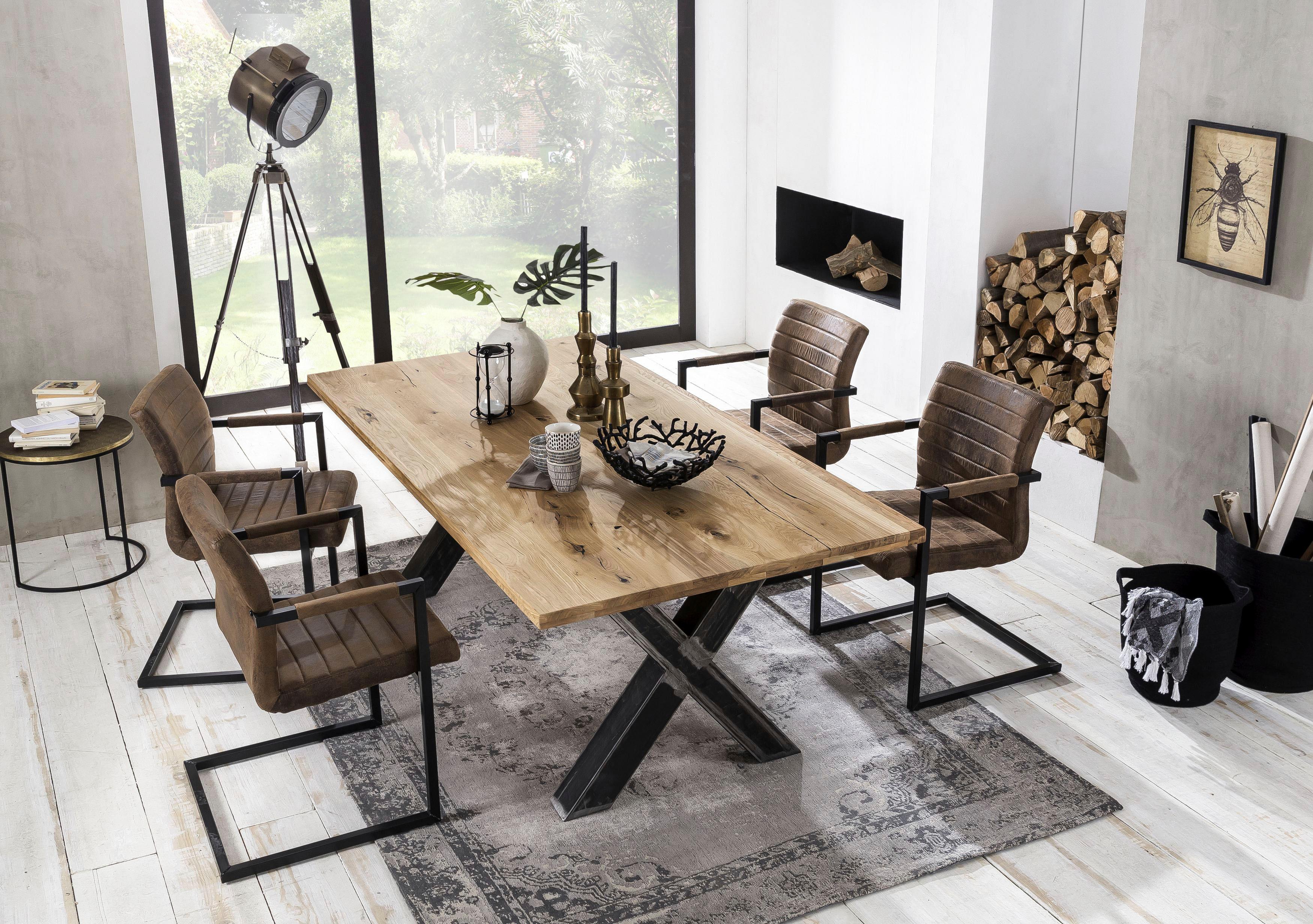 Esstisch SIT "Tables", beige (natur), B:240cm, Tische, Rechteckiger Esstisch Esstisch Holz-Esstische, mit Platte aus Wildeiche natur, Topseller