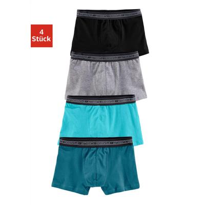 Boxer AUTHENTIC LE JOGGER "Boxershorts für Jungen", Kinder, Gr. 146/152, bunt (petrol, türkis, grau, meliert, schwarz), Jersey, Obermaterial: 95% Baumwolle, 5% Elasthan, unifarben, körpernah, Unterhosen, in klassischer Passform mit Webbund Image