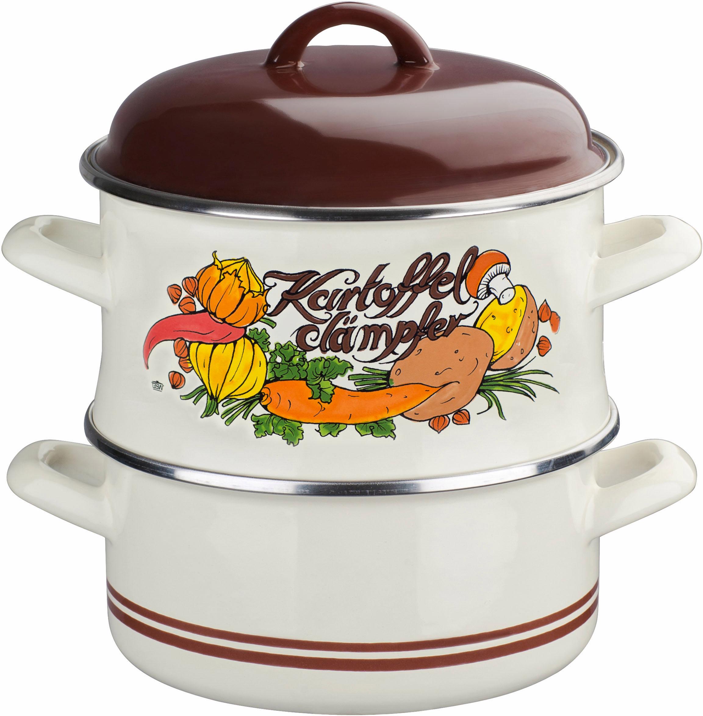 Dampfgartopf GSW, braun (weiß, braun), Ø:18cm, Töpfe, Dampfkochtopf, Induktion Image